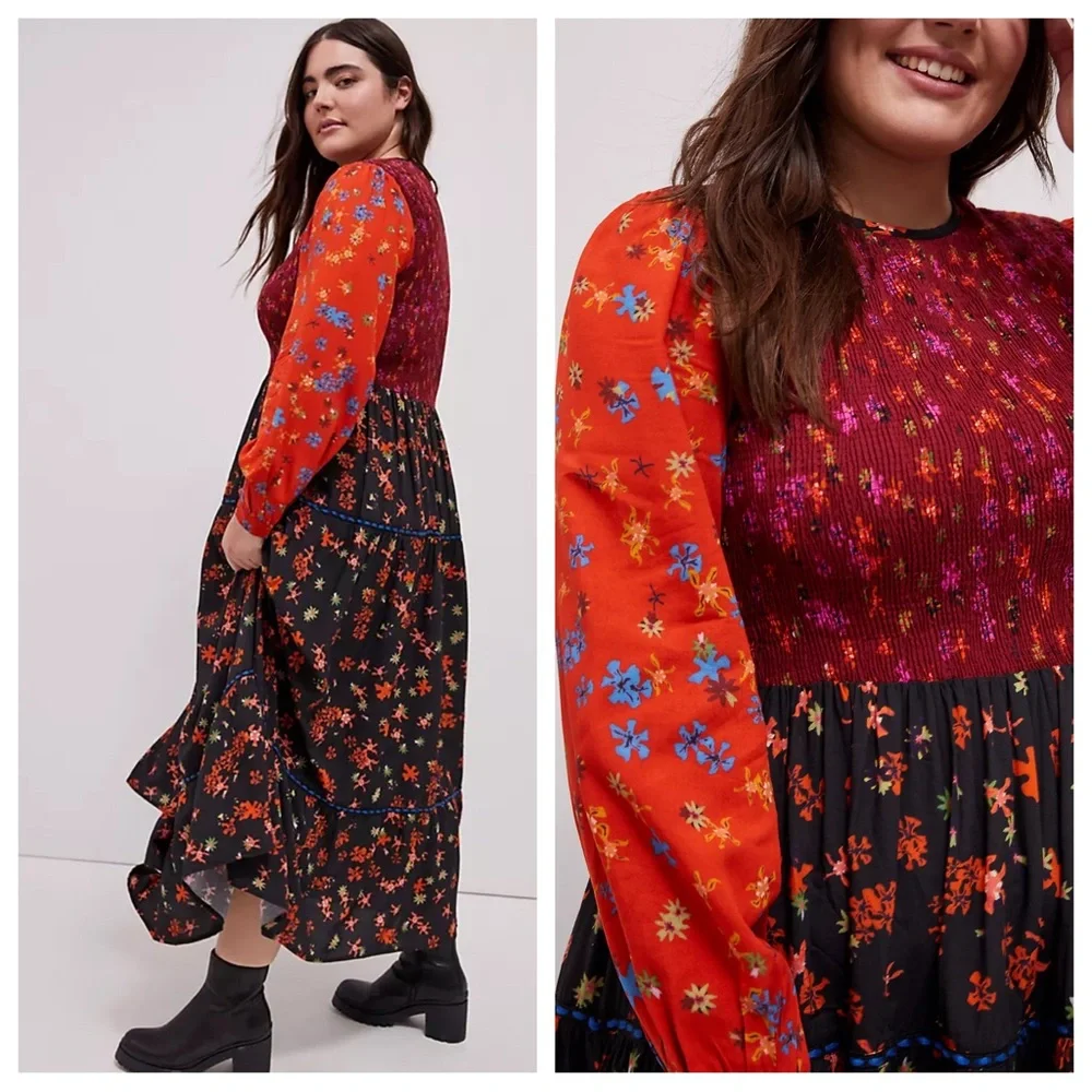 Anthropologie Bl-nk Brittany Floral Smocked Maxi Dress Sz XS Z526-40_2